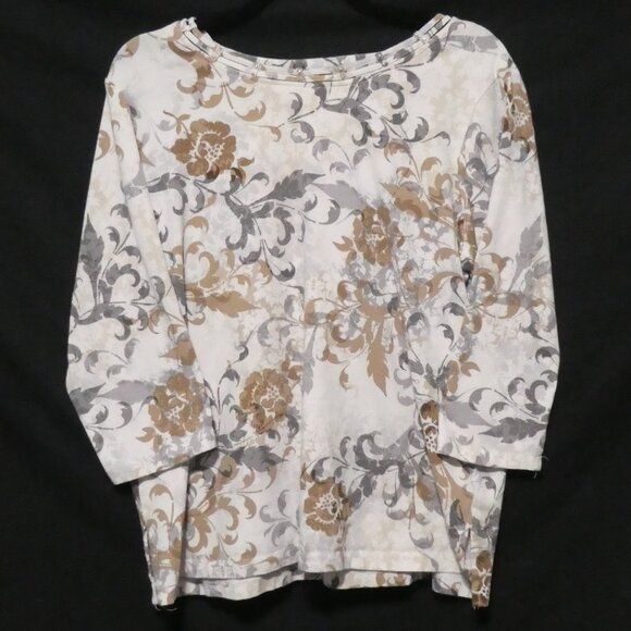 Alfred Dunner Sweaters - ALFRED DUNNER | large | Floral Long Sleeve Shirt | Beautiful and Unique Neckline